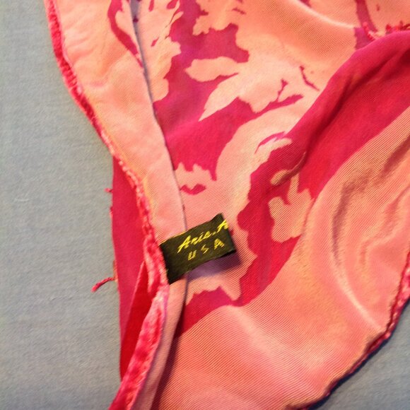 Aris A Silk Velvet Pink Floral Tassel Edge Shawl Wrap Scarf - Picture 10 of 11